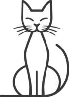 Line Drawing of a Sitting Cat with a Smile vector