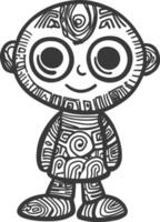 A cartoon character with a big smile large eyes and a patterned body vector
