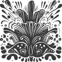 Abstract black and white symmetrical floral pattern vector