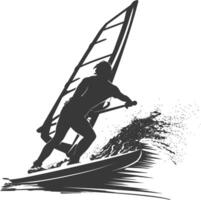 Silhouette of Windsurfer on Wave vector