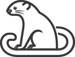 Line drawing of a sitting animal with curled tail vector