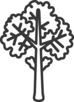 Line Drawing of a Single Tree with a Thick Trunk and Round Foliage vector