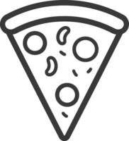 Line Drawing of a Single Slice of Pizza with Toppings vector