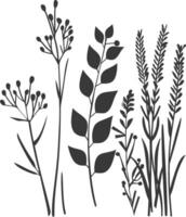 Silhouette of Various Types of Plants and Flowers vector