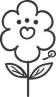 Simple Line Drawing of a Flower with a Heart Shaped Mouth vector