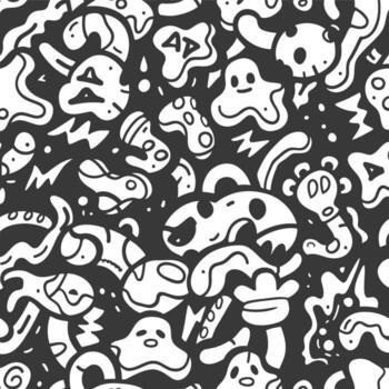 resumen garabatear modelo con blanco formas y negro antecedentes vector