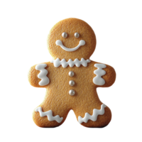 3D Gingerbread Man Cookie with Decorative Icing on Transparent Background AI-Generativ png