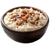 3D Rice Pudding with Almonds on Transparent Background AI-Generativ png