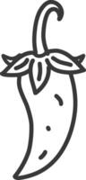 A black and white drawing of a pepper vector