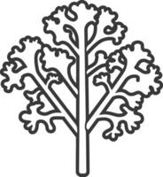 A tree with leaves on it is shown in black and white vector
