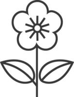 Simple Line Drawing of a Flower with Two Leaves vector