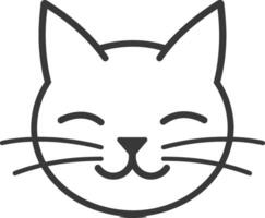 Simple Line Drawing of a Cats Face with Closed Eyes and a Smile vector