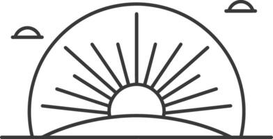 Simple Line Art Illustration of a Sunrise with Clouds vector
