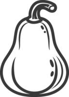 A black and white drawing of a pear vector