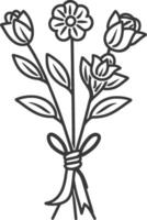 Simple Line Drawing of a Bouquet of Flowers vector