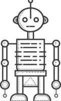 Simple Line Art Illustration of a Standing Robot vector