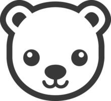 Simple Line Drawing of a Bears Head with Big Eyes vector