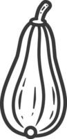 A black and white drawing of a large pumpkin vector
