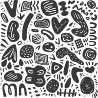 Abstract Hand Drawn Black and White Geometric Shapes Pattern vector