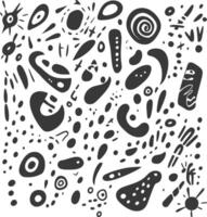 Abstract Pattern of Black and White Hand Drawn Shapes vector