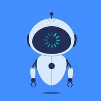 Robot with loading screen display. illustration for tech themed designs, digital interfaces and concepts related to processing or waiting times vector
