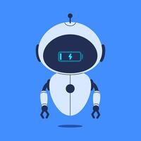 Robot showing a low battery indicator. illustration for tech themes, digital concepts and chatbot designs related to power or energy levels vector