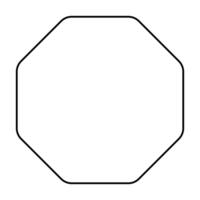 rounded Octagon shape symbol, black and white silhouette illustration isolated on white background vector