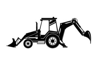 backhoe loader silhouette. Heavy construction machinery Image for industry or construction vector