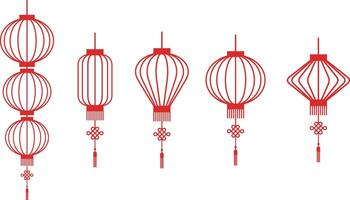 set of chinese new year lanterns flat stylized illustration vector