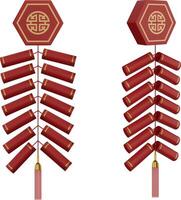 isolated 3d firecrackers. realistic chinese new year firecrackers vector
