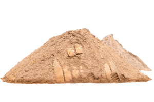 Pile of isolated sand. Pile of fine light yellow sand isolated on transparent background. File png
