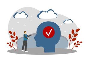 A man and a tick in his head. Problem Solving Framework vector