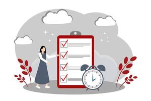 Productivity, project management, or efficiency to complete work and achieve a business goal, time management concept vector