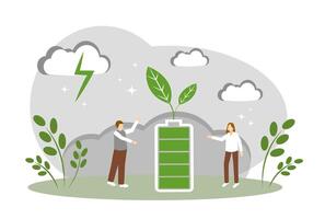 The concept of environmental conservation and green energy. Solving environmental problems vector