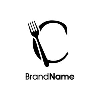 Simple and Unique Initial C Fork Logo vector