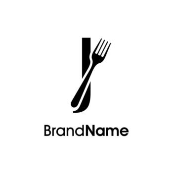 Simple and Unique Initial J Fork Logo vector