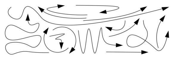 A set of black movement arrows. vector