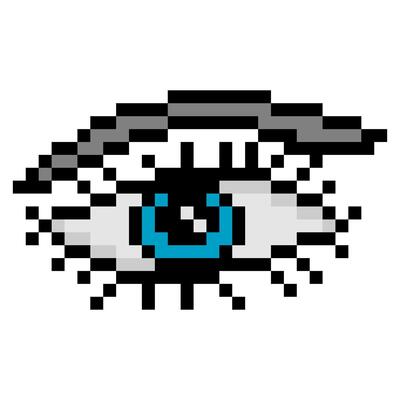 Blue eyes in pixel art style