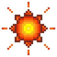 Sun in pixel art style vector