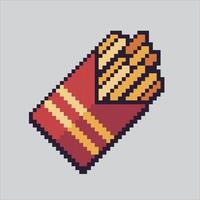 French Fries. Pixelated Fast Food. French Fries Fast Junk Food Icon pixelated for the pixel art game and icon for website and game. old school retro. vector