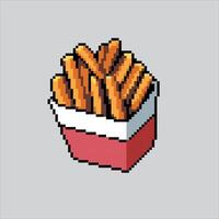 Pixel art illustration French Fries. Pixelated Fast Food. French Fries Fast Junk Food Icon pixelated for the pixel art game and icon for website and game. old school retro. vector