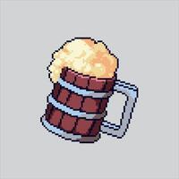 Pixel art illustration Beer Drink. Pixelated Mug of Beer. Large Mug of Beer Drink Icon pixelated for the pixel art game and icon for website and game. old school retro. vector