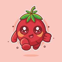 cheerful tomato character mascot running isolated cartoon in flat style design vector