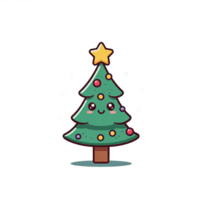 Cartoon Christmas Tree Little Character with Cheerful Face Illustration Isolated png