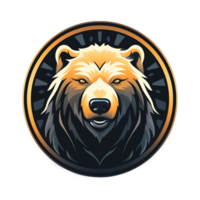 A Bear Head in a Circle With a Black Background Logo Design Isolated png
