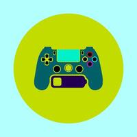 Console Control Joystick Emblem Gaming Galore Gamepad Joystick Icon Illustration vector