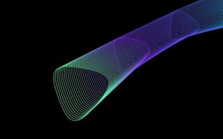 flowing lines in gradient hues of green and purple, set against a dark void.suitable for technology, science fiction, or psychedelic design projects. vector