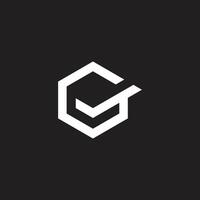 letter g check mark hexagonal box simple logo vector