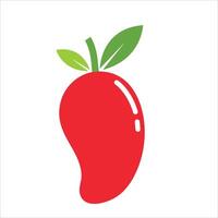 Red mango fruit icon with leaf design vector