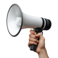 Hand Holding a Megaphone A Loud and Clear Message, Isolated on Transparent Background, High-Resolution png